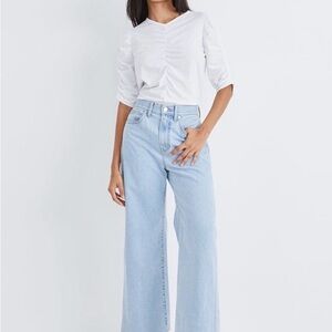 NWT GORGEOUS Veronica Beard Taylor Raw Hem High Waist Relaxed Wide Leg Jeans